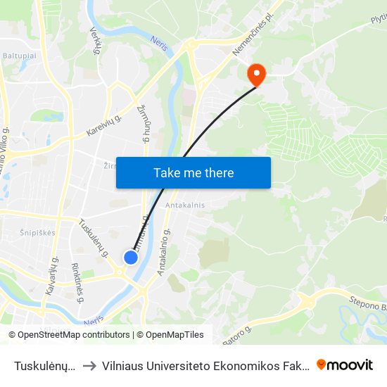 Tuskulėnų Rimties Parkas to Vilniaus Universiteto Ekonomikos Fakultetas | Vilnius University Faculty of Economics map