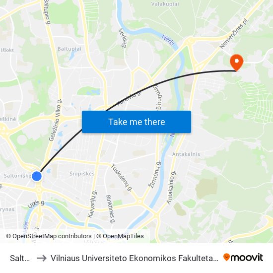Saltoniškės to Vilniaus Universiteto Ekonomikos Fakultetas | Vilnius University Faculty of Economics map