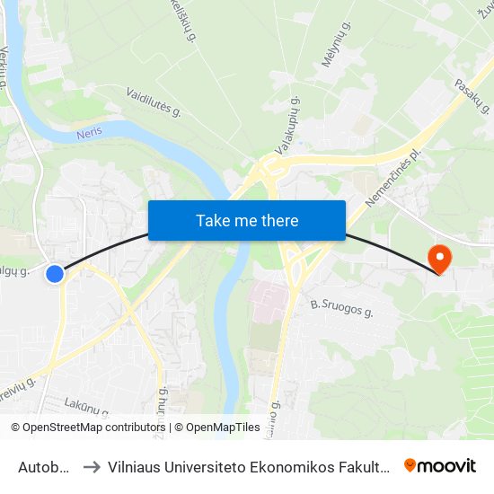Autobusų Parkas to Vilniaus Universiteto Ekonomikos Fakultetas | Vilnius University Faculty of Economics map