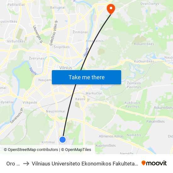 Oro Uostas to Vilniaus Universiteto Ekonomikos Fakultetas | Vilnius University Faculty of Economics map