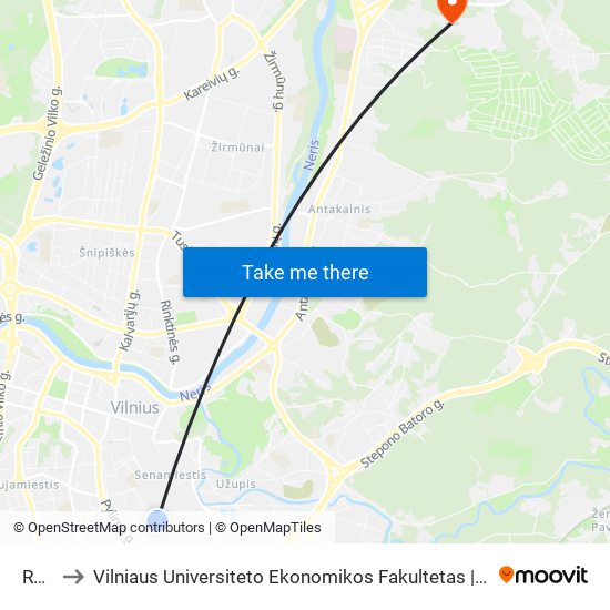 Rotušė to Vilniaus Universiteto Ekonomikos Fakultetas | Vilnius University Faculty of Economics map