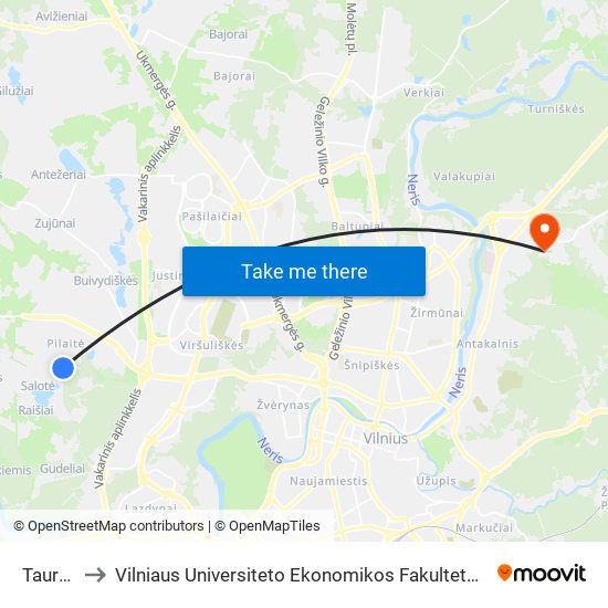 Taurupės St. to Vilniaus Universiteto Ekonomikos Fakultetas | Vilnius University Faculty of Economics map