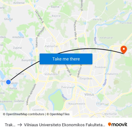 Trakėnų St. to Vilniaus Universiteto Ekonomikos Fakultetas | Vilnius University Faculty of Economics map