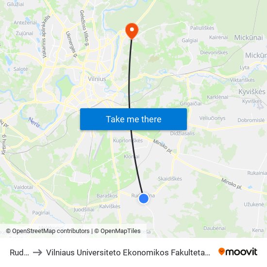 Rudamina to Vilniaus Universiteto Ekonomikos Fakultetas | Vilnius University Faculty of Economics map