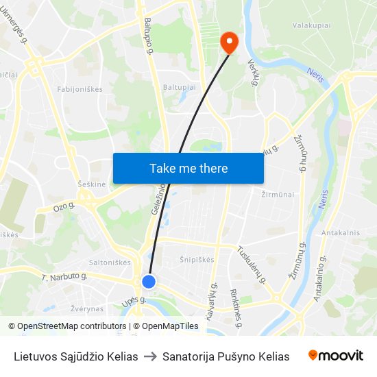 Lietuvos Sąjūdžio Kelias to Sanatorija Pušyno Kelias map