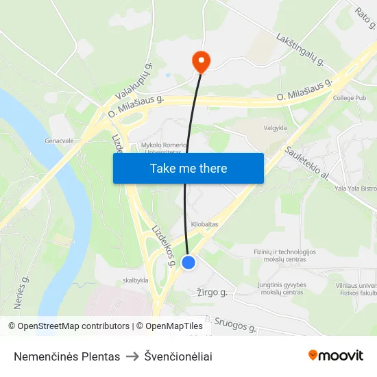Nemenčinės Plentas to Švenčionėliai map