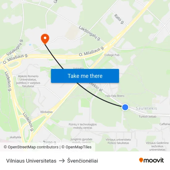 Vilniaus Universitetas to Švenčionėliai map