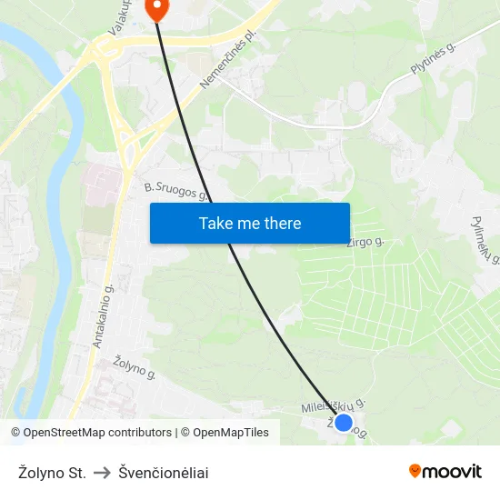 Žolyno St. to Švenčionėliai map