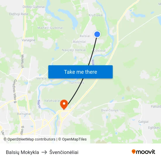 Balsių Mokykla to Švenčionėliai map