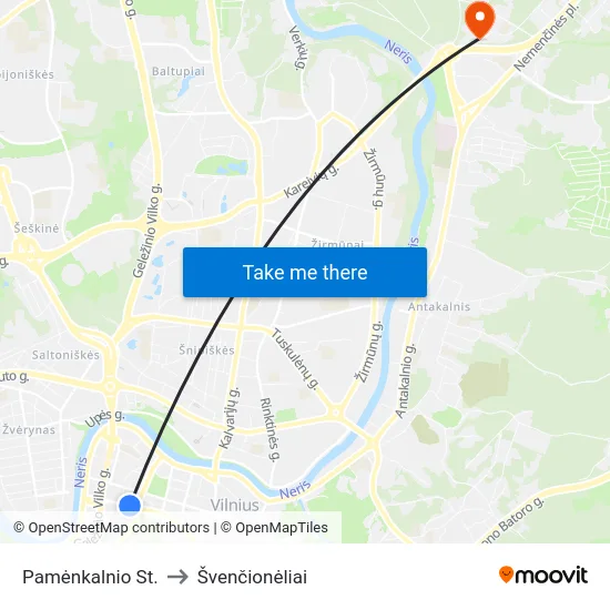 Pamėnkalnio St. to Švenčionėliai map