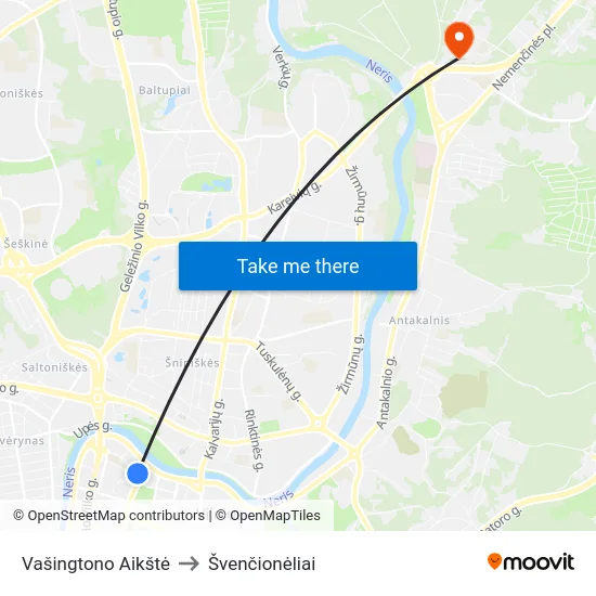 Vašingtono Aikštė to Švenčionėliai map