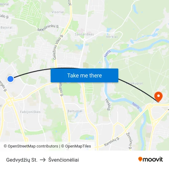 Gedvydžių St. to Švenčionėliai map