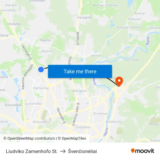 Liudviko Zamenhofo St. to Švenčionėliai map