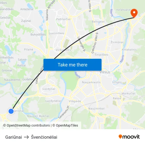 Gariūnai to Švenčionėliai map