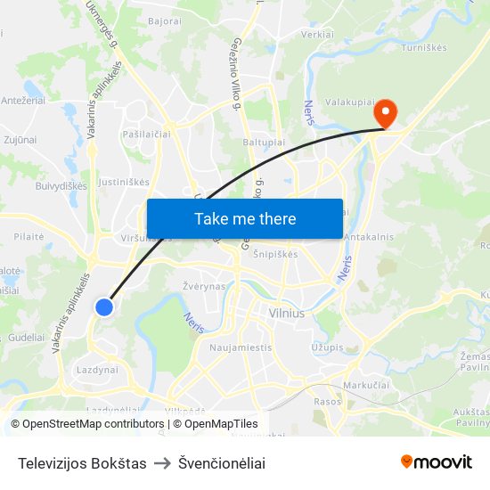 Televizijos Bokštas to Švenčionėliai map