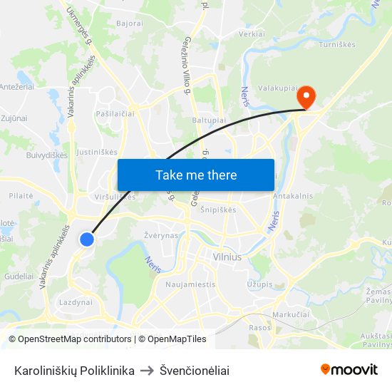 Karoliniškių Poliklinika to Švenčionėliai map