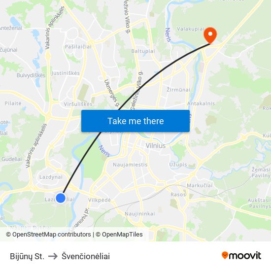 Bijūnų St. to Švenčionėliai map