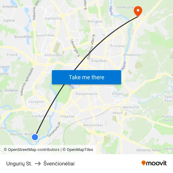 Ungurių St. to Švenčionėliai map