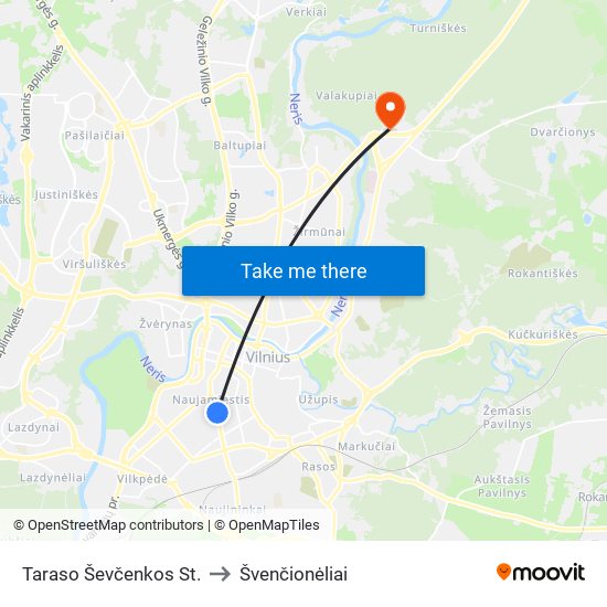 Taraso Ševčenkos St. to Švenčionėliai map