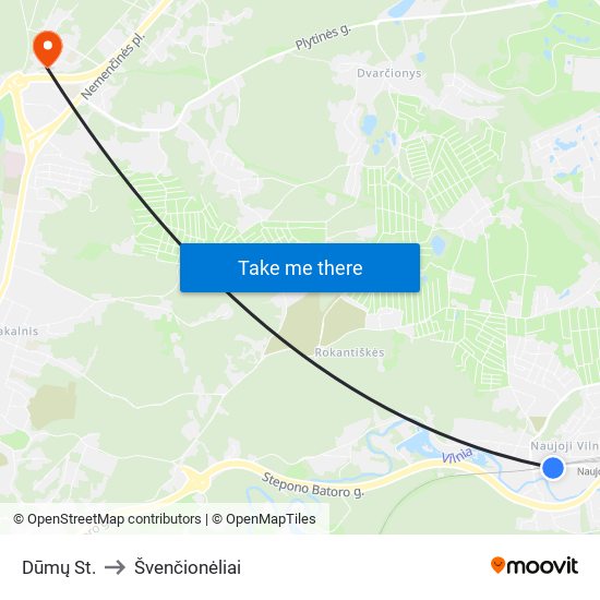 Dūmų St. to Švenčionėliai map