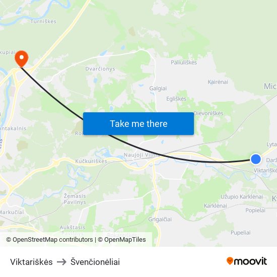 Viktariškės to Švenčionėliai map