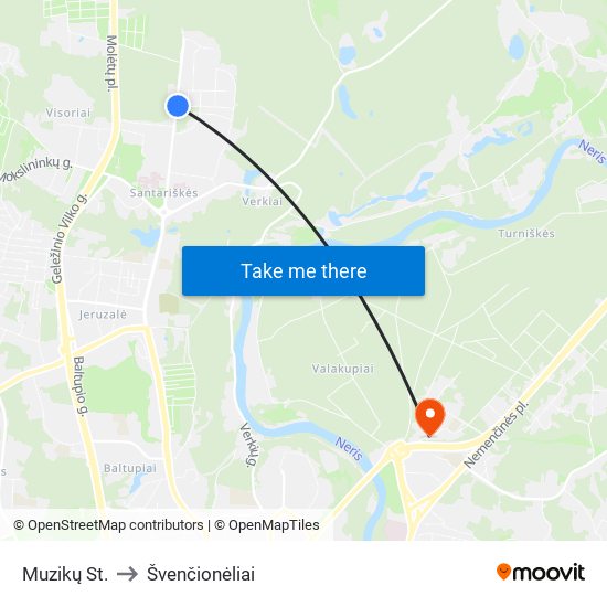 Muzikų St. to Švenčionėliai map
