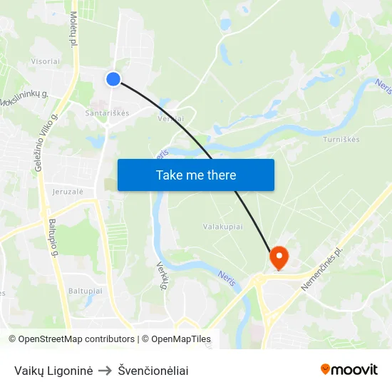 Vaikų Ligoninė to Švenčionėliai map