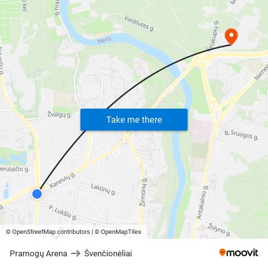 Pramogų Arena to Švenčionėliai map