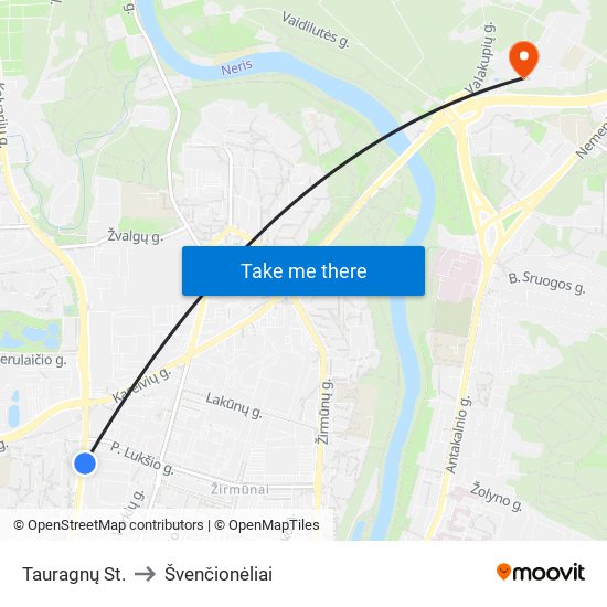 Tauragnų St. to Švenčionėliai map