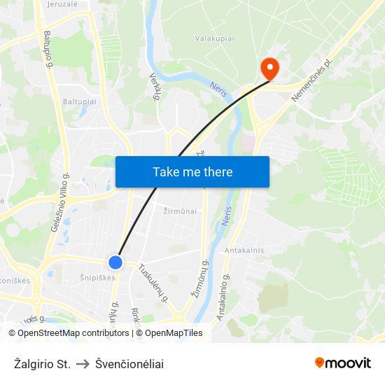 Žalgirio St. to Švenčionėliai map