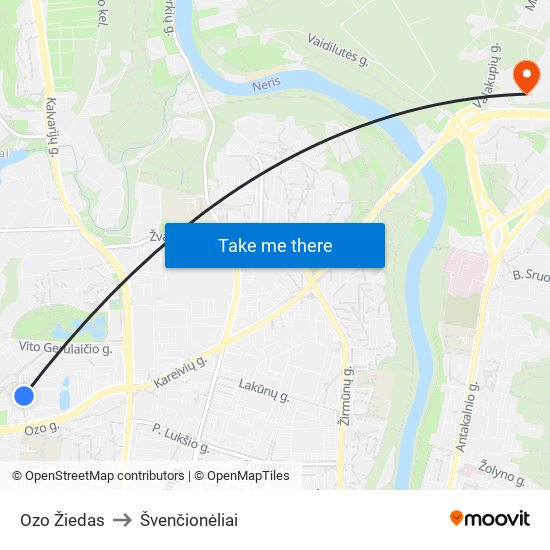 Ozo Žiedas to Švenčionėliai map