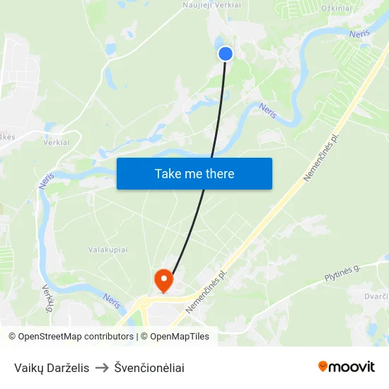 Vaikų Darželis to Švenčionėliai map