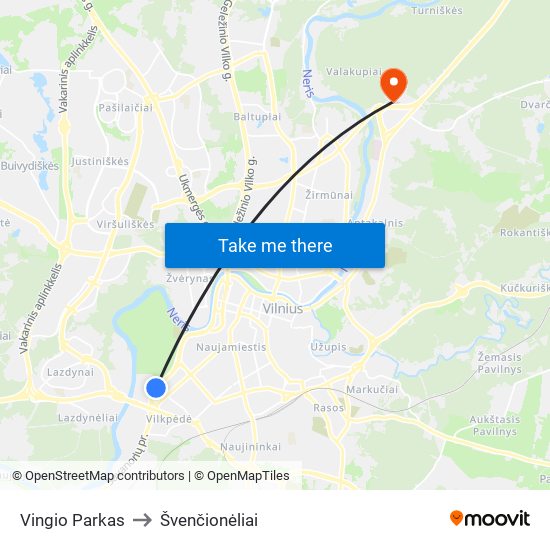 Vingio Parkas to Švenčionėliai map