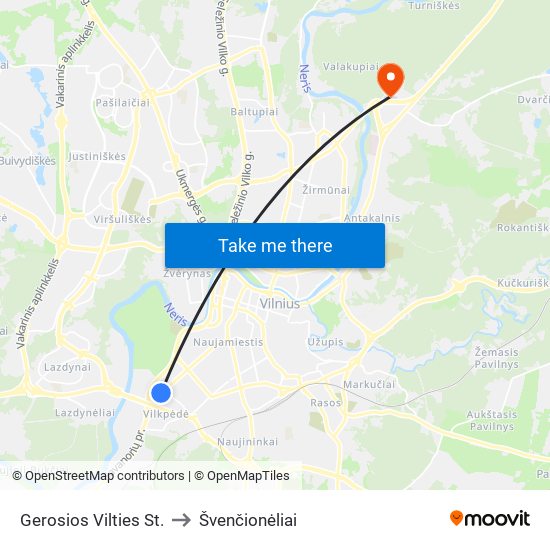 Gerosios Vilties St. to Švenčionėliai map