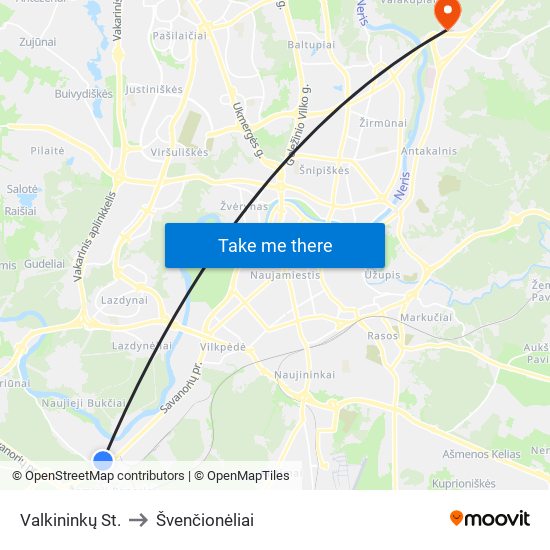 Valkininkų St. to Švenčionėliai map