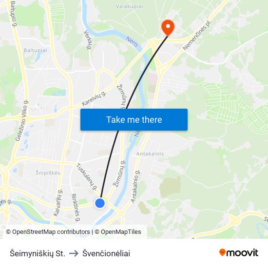 Šeimyniškių St. to Švenčionėliai map