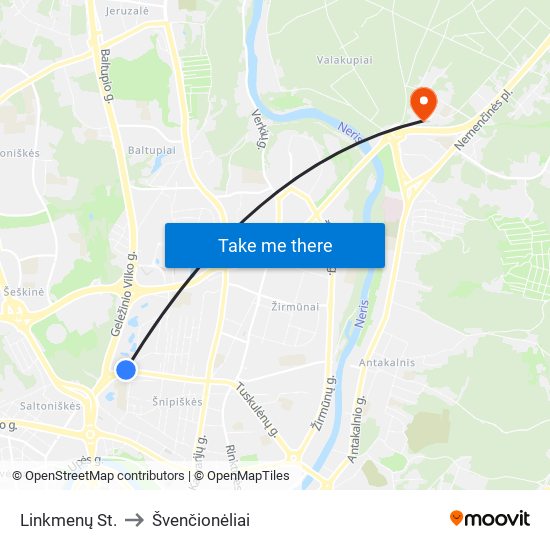 Linkmenų St. to Švenčionėliai map