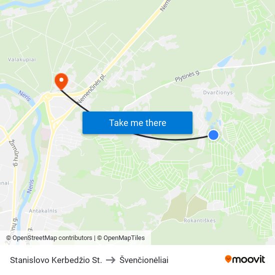 Stanislovo Kerbedžio St. to Švenčionėliai map