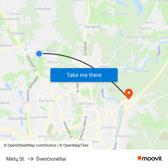 Mėtų St. to Švenčionėliai map