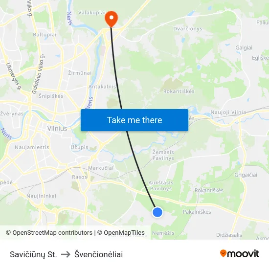 Savičiūnų St. to Švenčionėliai map