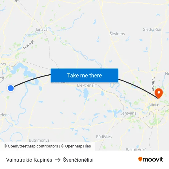 Vainatrakio Kapinės to Švenčionėliai map