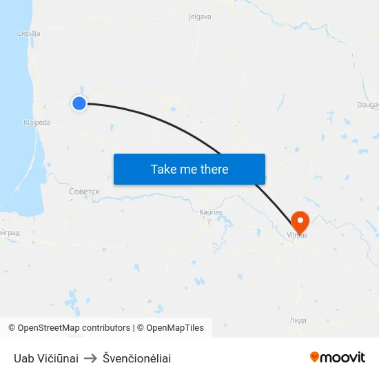 Uab Vičiūnai to Švenčionėliai map