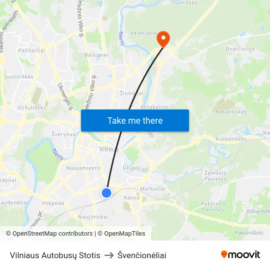 Vilniaus Autobusų Stotis to Švenčionėliai map