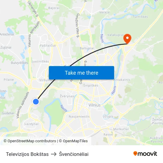 Televizijos Bokštas to Švenčionėliai map