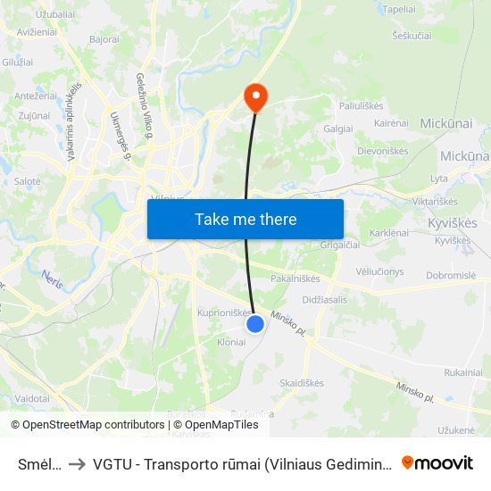 Smėlio St. to VGTU - Transporto rūmai (Vilniaus Gedimino technikos universitetas) map