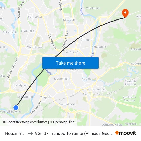 Neužmirštuolių St. to VGTU - Transporto rūmai (Vilniaus Gedimino technikos universitetas) map