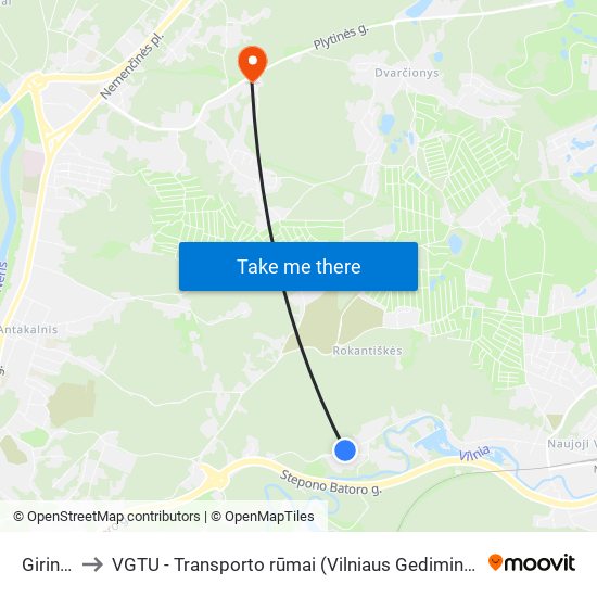 Girininkija to VGTU - Transporto rūmai (Vilniaus Gedimino technikos universitetas) map