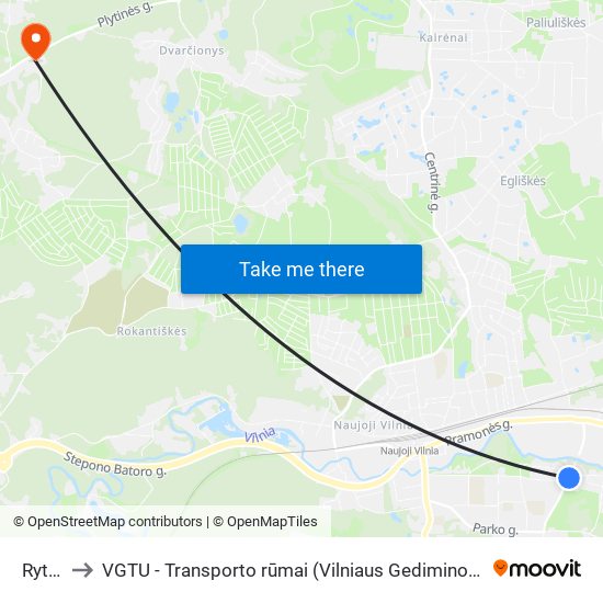 Rytų St. to VGTU - Transporto rūmai (Vilniaus Gedimino technikos universitetas) map