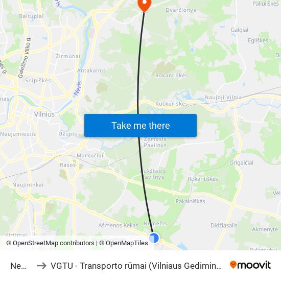 Nemėžis to VGTU - Transporto rūmai (Vilniaus Gedimino technikos universitetas) map