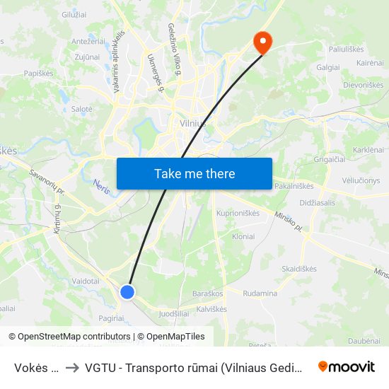 Vokės Parkas to VGTU - Transporto rūmai (Vilniaus Gedimino technikos universitetas) map